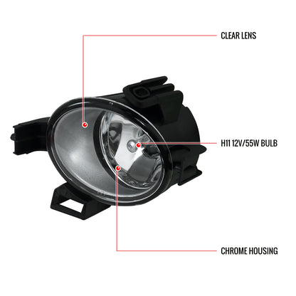 2004-2006 Nissan Quest/Altima H11 Fog Lights Kit (Chrome Housing/Clear Lens)