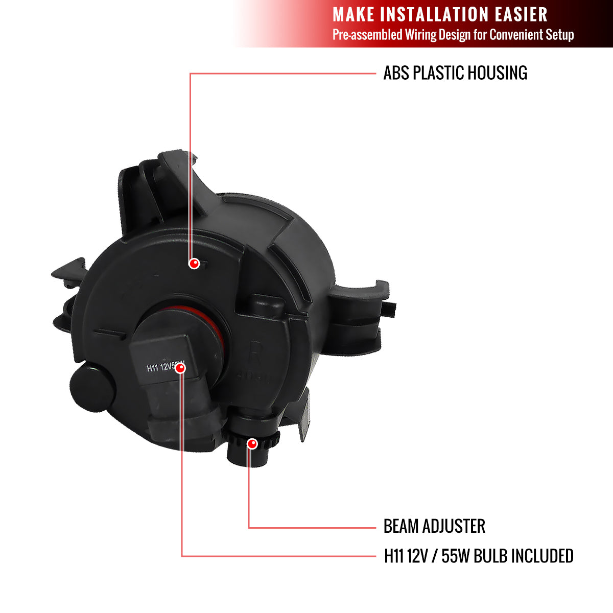 2004-2006 Nissan Quest/Altima H11 Fog Lights Kit (Chrome Housing/Smoked Lens)