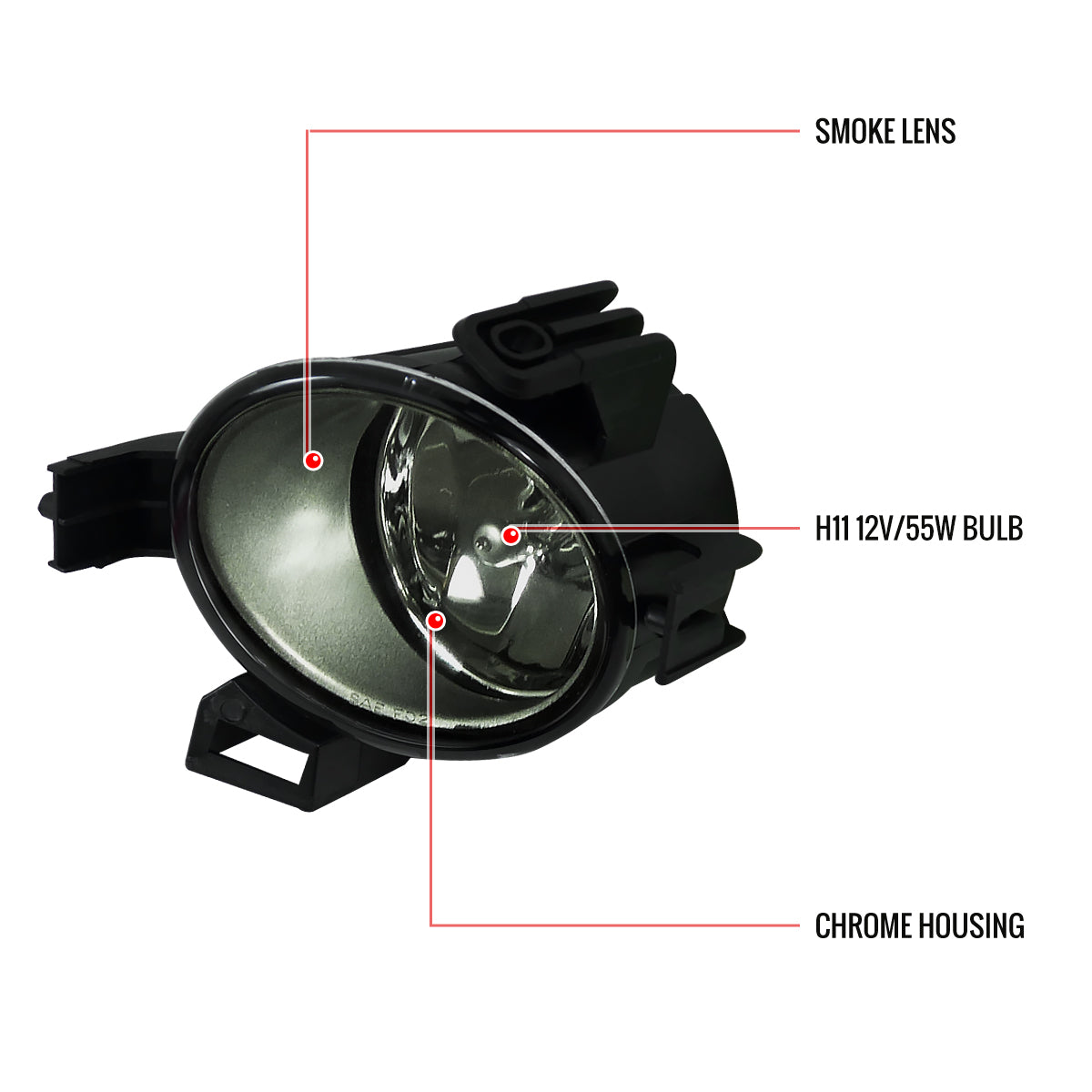 2004-2006 Nissan Quest/Altima H11 Fog Lights Kit (Chrome Housing/Smoked Lens)