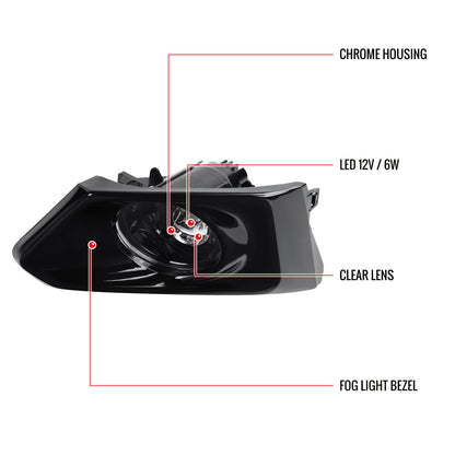 2019-2021 Nissan Altima 12v/6w LED Fog Lights Kit (Chrome Housing/Clear Lens)