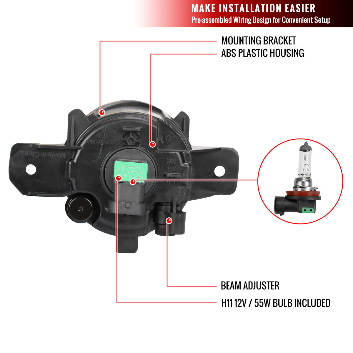 2019-2020 Nissan Altima H11 Fog Lights Kit (Chrome Housing/Clear lens)