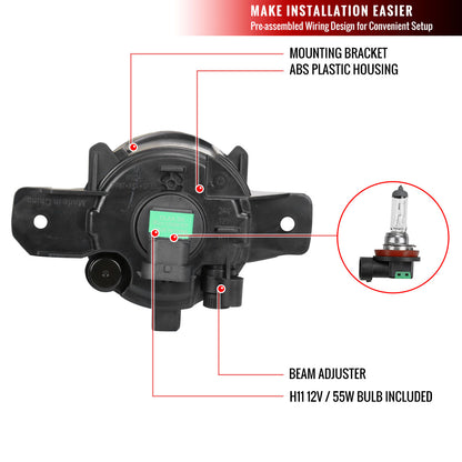 2019-2020 Nissan Altima H11 Fog Lights Kit (Chrome Housing/Clear lens)