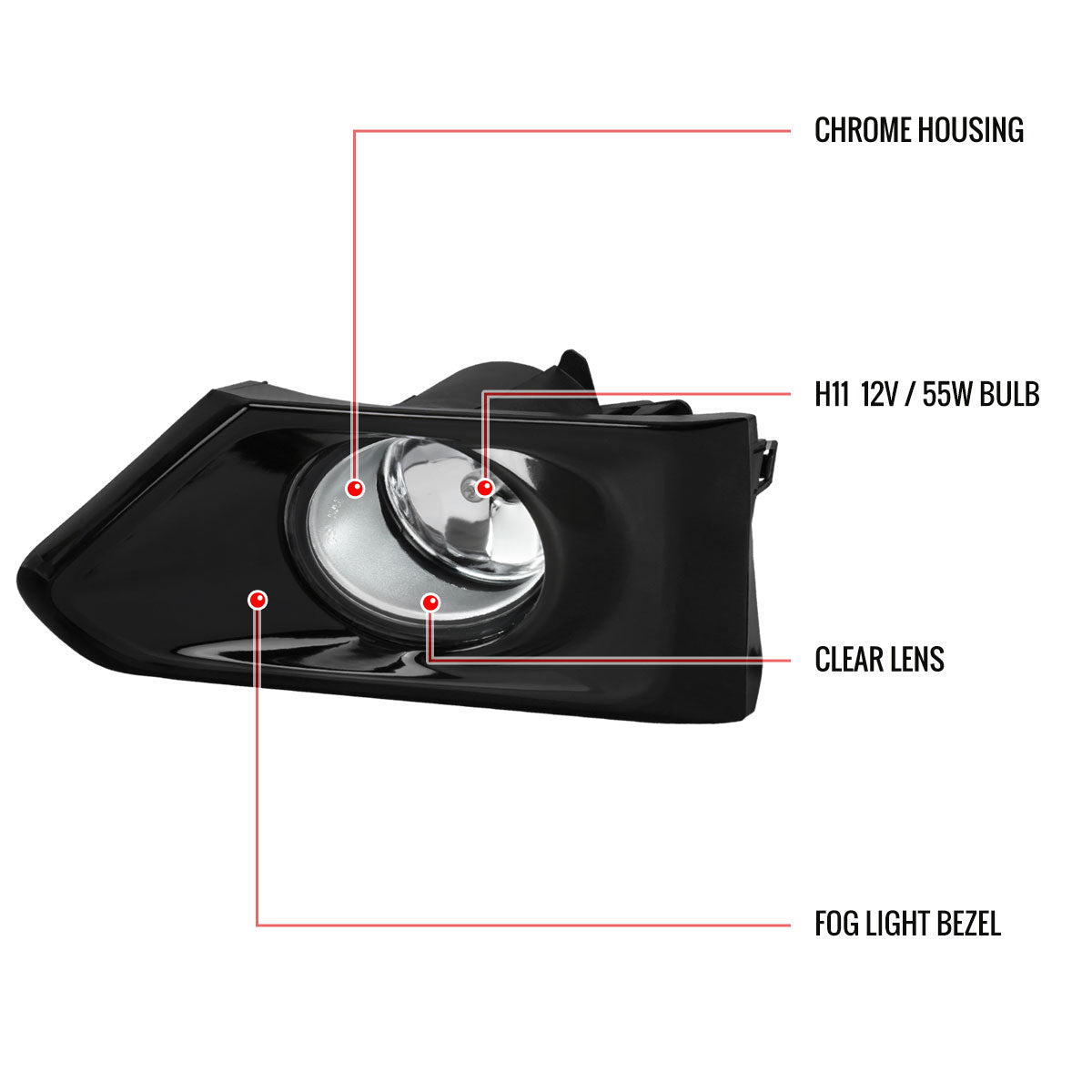 2019-2021 Nissan Altima H11 Fog Lights Kit (Chrome Housing/Clear Lens)