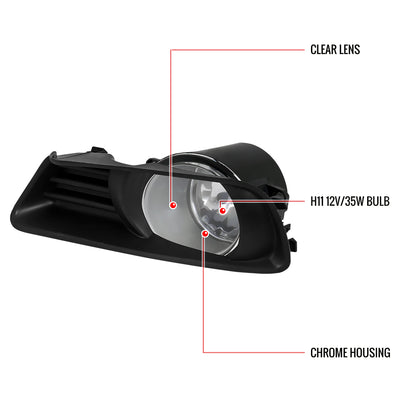 2007-2009 Toyota Camry H11 Fog Lights Kit (Chrome Housing/Clear Lens)