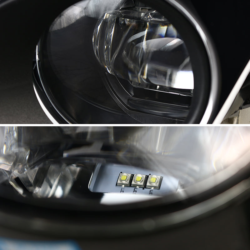 2012-2014 Toyota Camry SMD LED Projector Fog Lights w/ Switch, Wiring Harness, & Chrome Bezels(Chrome Housing/Clear Lens)