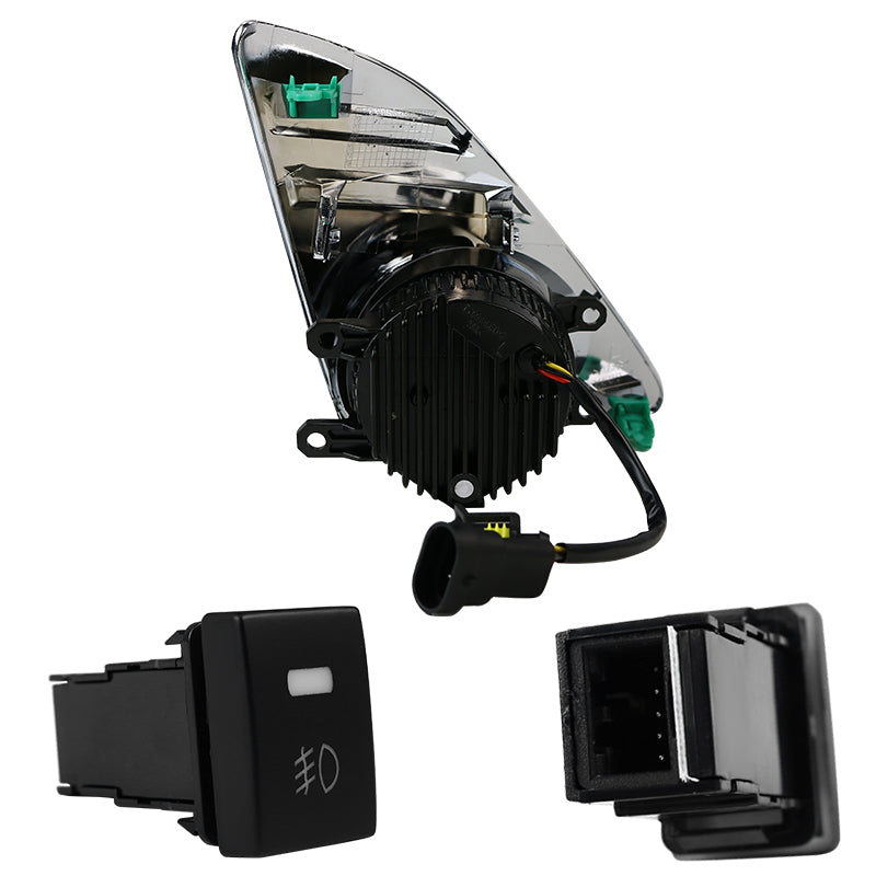 2012-2014 Toyota Camry SMD LED Projector Fog Lights w/ Switch, Wiring Harness, & Chrome Bezels(Chrome Housing/Clear Lens)