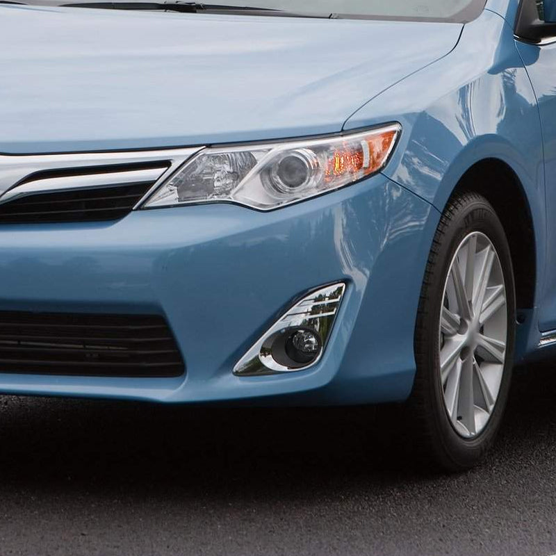 2012-2014 Toyota Camry SMD LED Projector Fog Lights w/ Switch, Wiring Harness, & Chrome Bezels(Chrome Housing/Clear Lens)