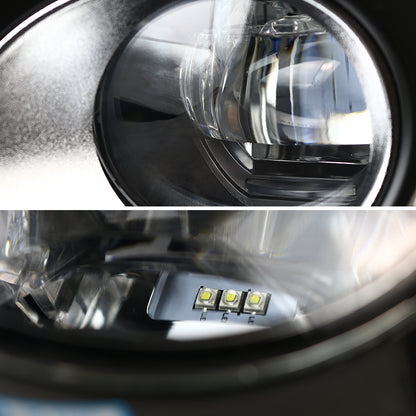 2012-2014 Toyota Camry SMD LED Projector Fog Lights w/ Switch, Wiring Harness, & Black Bezels (Chrome Housing/Clear Lens)