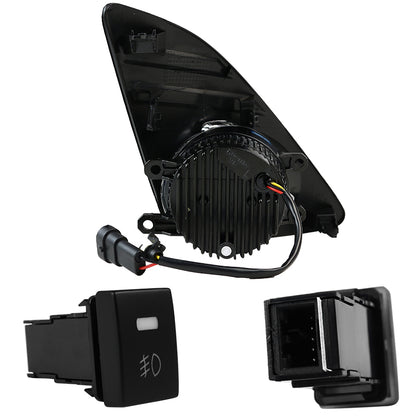 2012-2014 Toyota Camry SMD LED Projector Fog Lights w/ Switch, Wiring Harness, & Black Bezels (Chrome Housing/Clear Lens)