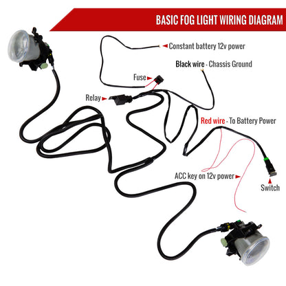 2018-2020 Toyota Camry SE/XSE 12V/19W H16 Fog Lights Kit (Chrome Housing/Clear Lens)