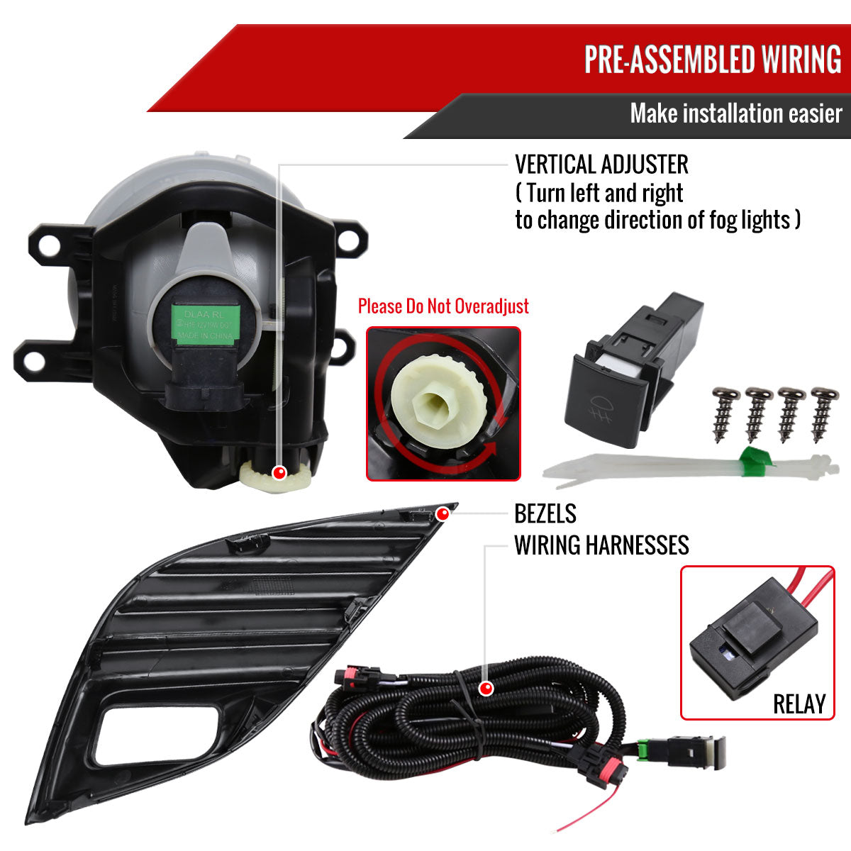 2018-2020 Toyota Camry SE/XSE 12V/19W H16 Fog Lights Kit (Chrome Housing/Clear Lens)