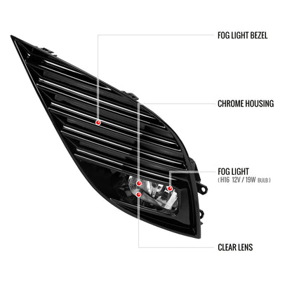 2018-2020 Toyota Camry SE/XSE 12V/19W H16 Fog Lights Kit (Chrome Housing/Clear Lens)