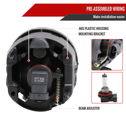 2005-2009 Dodge Caravan/Charger Chrysler Pacifica H8 Fog Lights Kit (Chrome Housing/Smoked Lens)