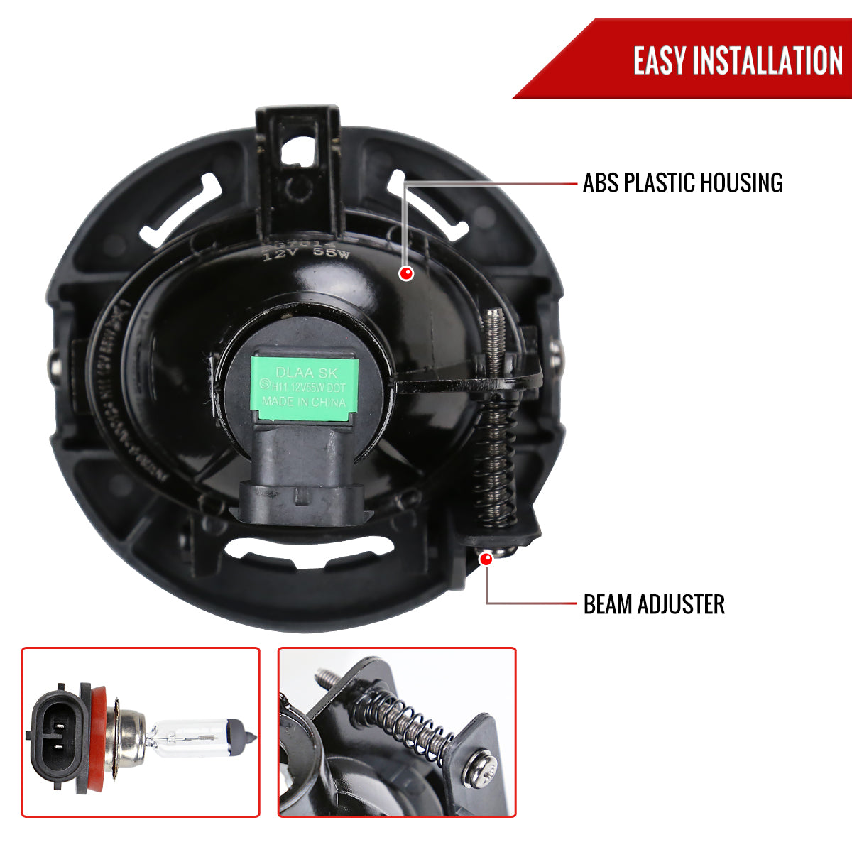 2015-2020 Dodge Charger H11 Projector Fog Lights Kit (Chrome Housing/Clear Lens)