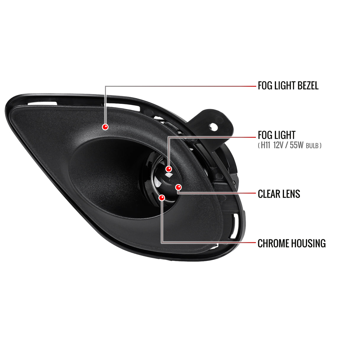 2015-2020 Dodge Charger H11 Projector Fog Lights Kit (Chrome Housing/Clear Lens)