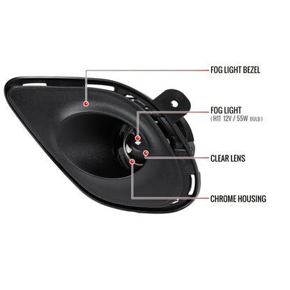 2015-2020 Dodge Charger H11 Projector Fog Lights Kit (Chrome Housing/Clear Lens)