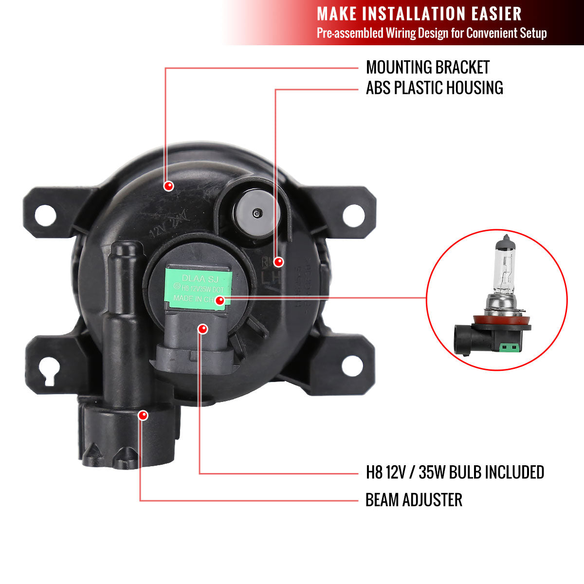 2017-2020 Jeep Compass H8 Fog Lights Kit (Chrome Housing/Clear Lens)