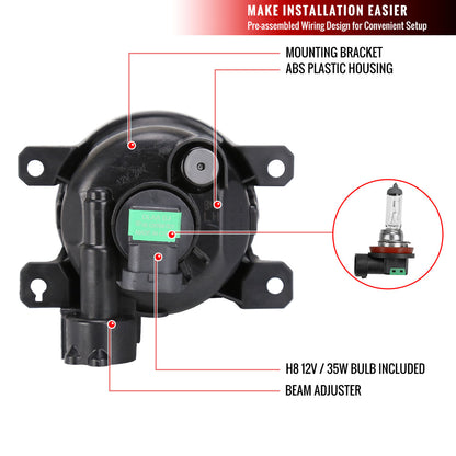 2017-2020 Jeep Compass H8 Fog Lights Kit (Chrome Housing/Clear Lens)