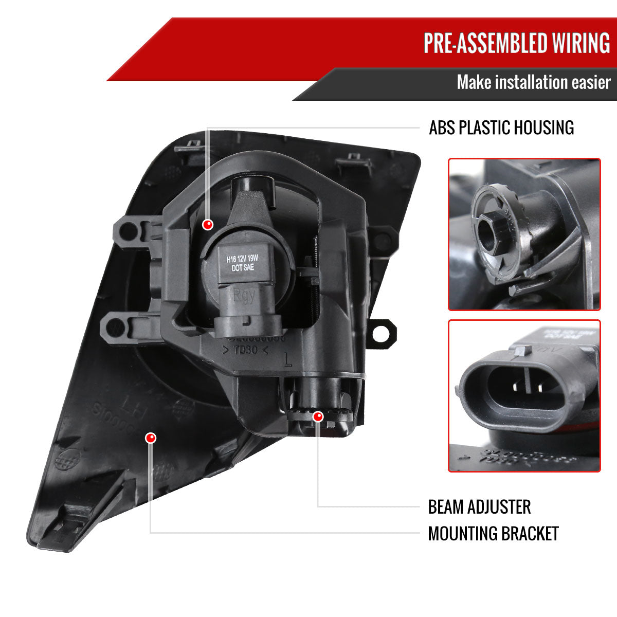 2014-2016 Toyota Corolla H16 Fog Lights Kit (Chrome Housing/Clear Lens)