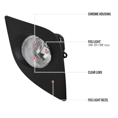 2014-2016 Toyota Corolla H16 Fog Lights Kit (Chrome Housing/Clear Lens)
