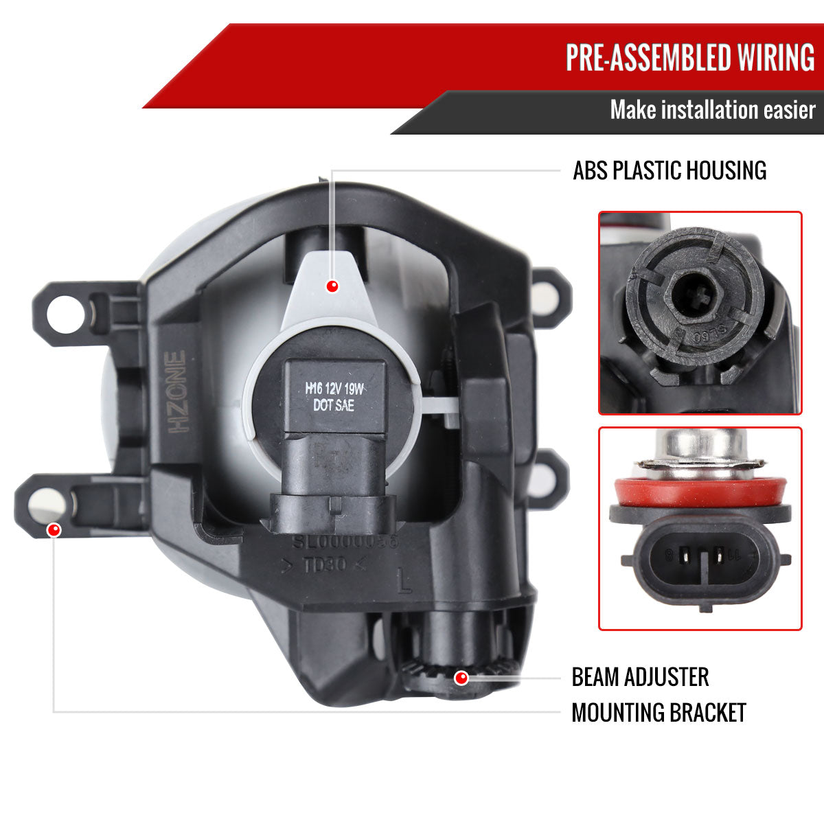 2014-2016 Toyota Corolla H16 Silver Bezel Fog Lights Kit (Chrome Housing/Clear Lens)