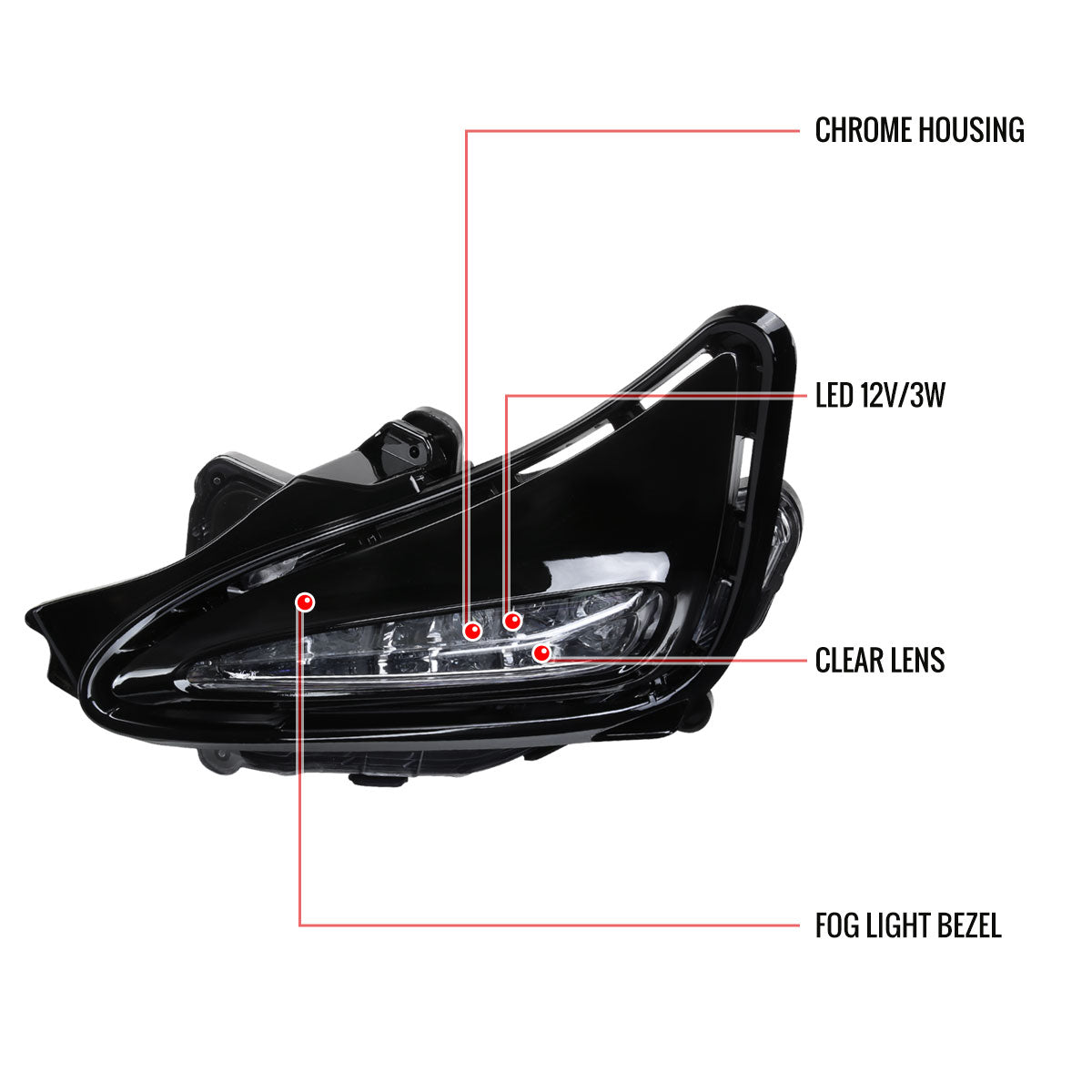 2017-2019 Toyota Corolla LED Fog Lights w/ Switch & Wiring Harness (Chrome Housing/Clear Lens)