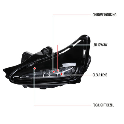 2017-2019 Toyota Corolla LED Fog Lights w/ Switch & Wiring Harness (Chrome Housing/Clear Lens)