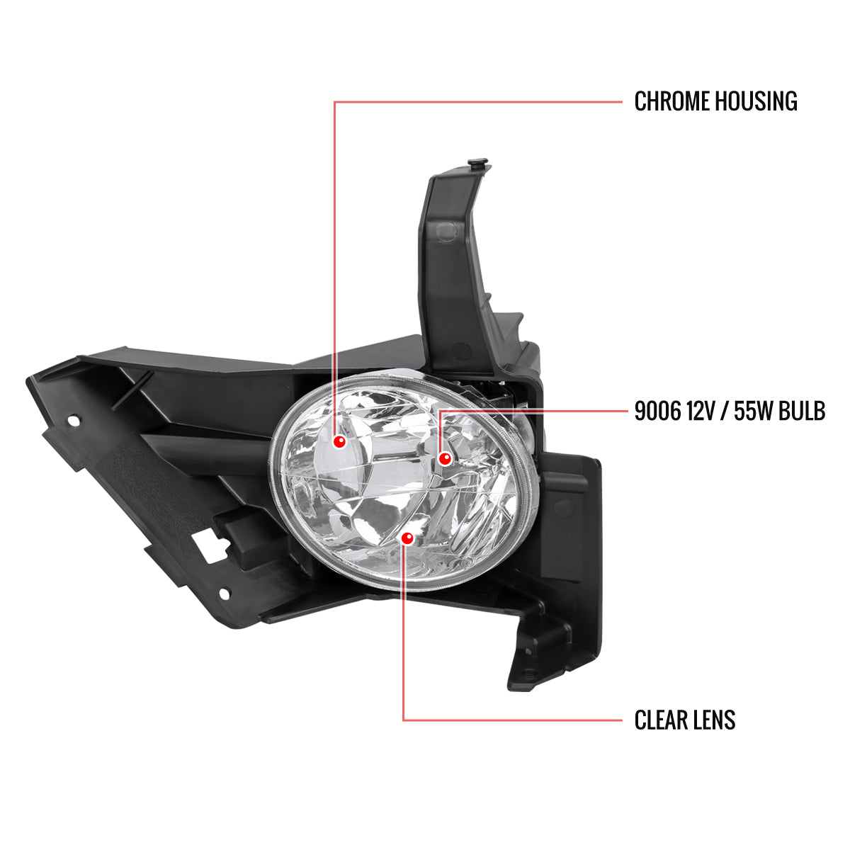 2005-2006 Honda CR-V 9006 Fog Lights Kit w/ Switch & Wiring Harness (Chrome Housing/Clear Lens)