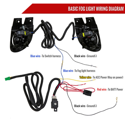 2002-2005 Honda Civic Si Hatchback H11 Fog Lights Kit (Chrome Housing/Amber Yellow Lens)