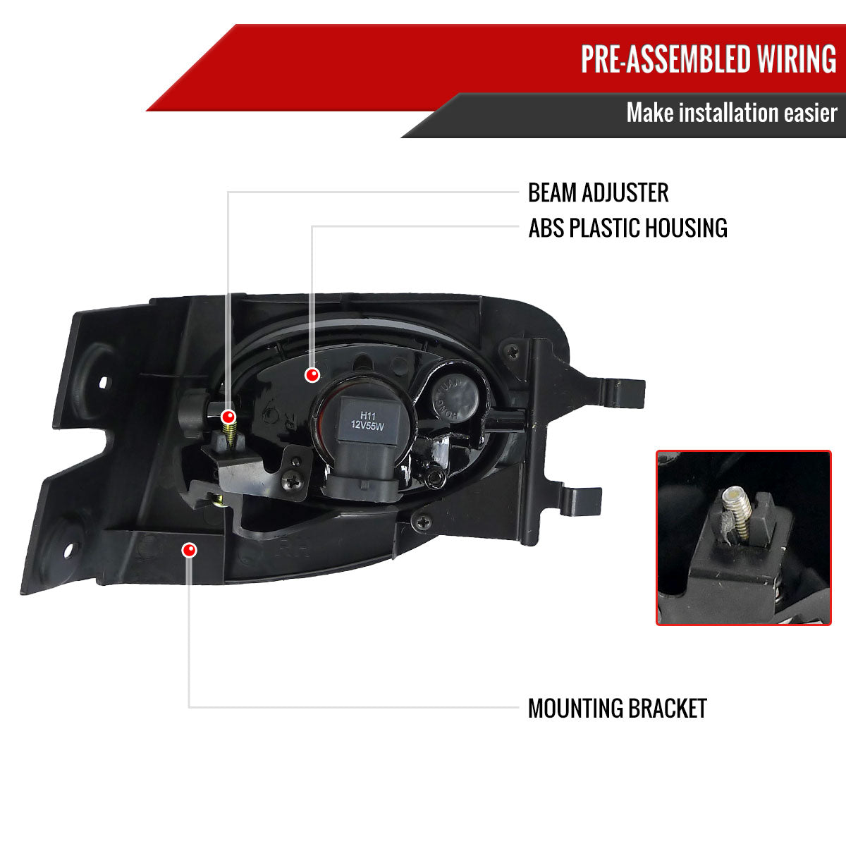 2002-2005 Honda Civic Si Hatchback H11 Fog Lights Kit (Chrome Housing/Amber Yellow Lens)