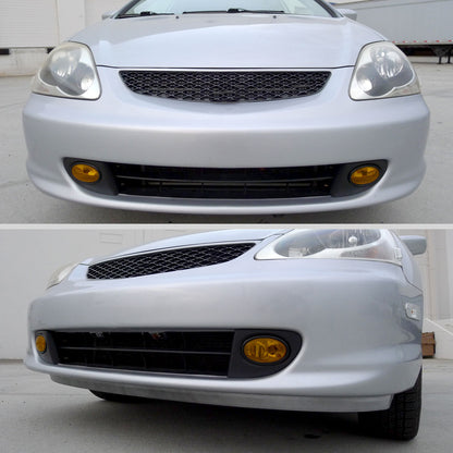 2002-2005 Honda Civic Si Hatchback H11 Fog Lights Kit (Chrome Housing/Amber Yellow Lens)