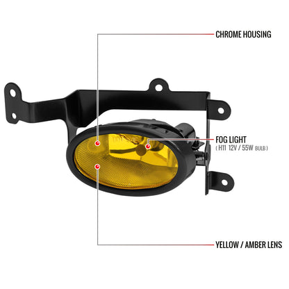 2006-2008 Honda Civic Coupe H11 Fog Lights Kit (Chrome Housing/Yellow Lens)