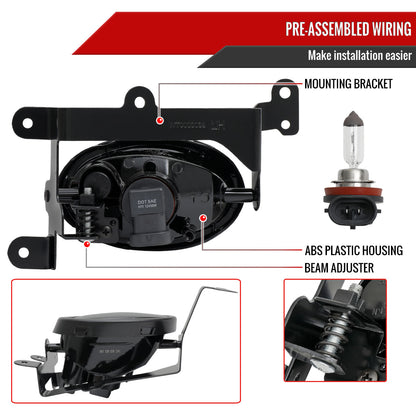 2006-2008 Honda Civic Coupe H11 Fog Lights Kit (Chrome Housing/Smoked Lens)