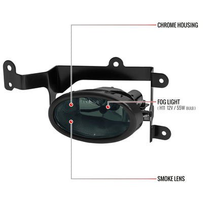 2006-2008 Honda Civic Coupe H11 Fog Lights Kit (Chrome Housing/Smoked Lens)