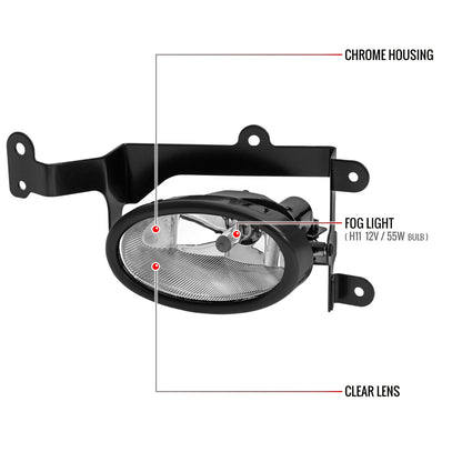 2006-2008 Honda Civic Coupe H11 Fog Lights Kit (Chrome Housing/Clear Lens)