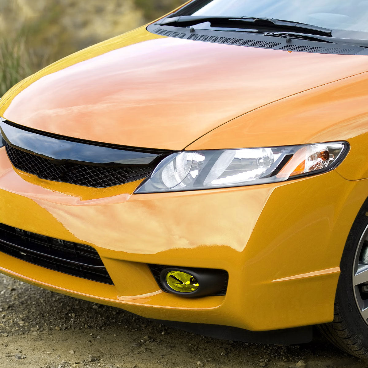 2009-2011 Honda Civic Sedan H11 Fog Lights Kit (Chrome Housing/Yellow Lens)