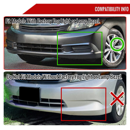 2012 Honda Civic Sedan H11 Fog Lights Kit (Chrome Housing/Yellow Lens)