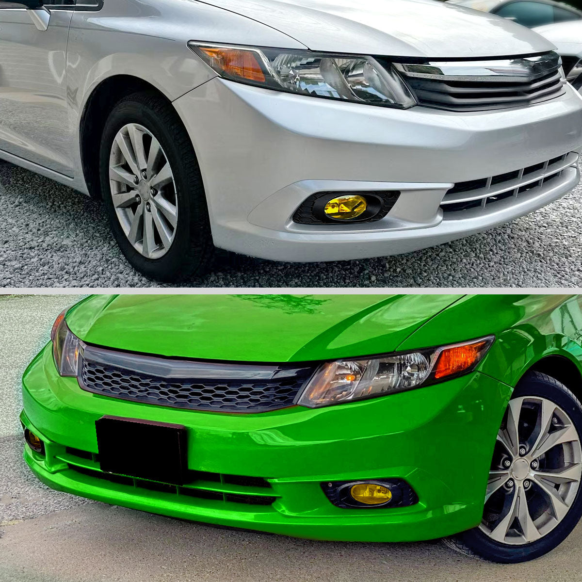 2012 Honda Civic Sedan H11 Fog Lights Kit (Chrome Housing/Yellow Lens)