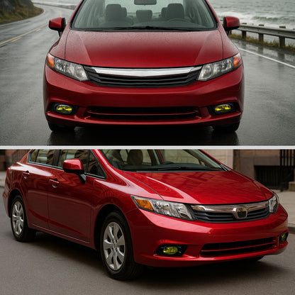 2012 Honda Civic Sedan H11 Fog Lights Kit (Chrome Housing/Yellow Lens)