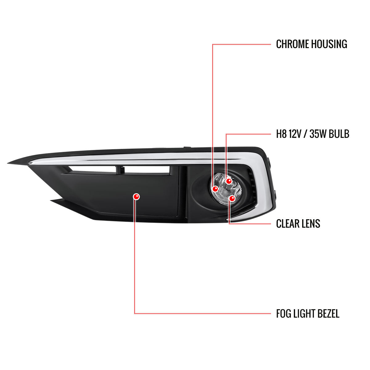 2019-2020 Honda Civic Sedan/Coupe H8 Fog Lights Kit (Chrome Housing/Clear Lens)