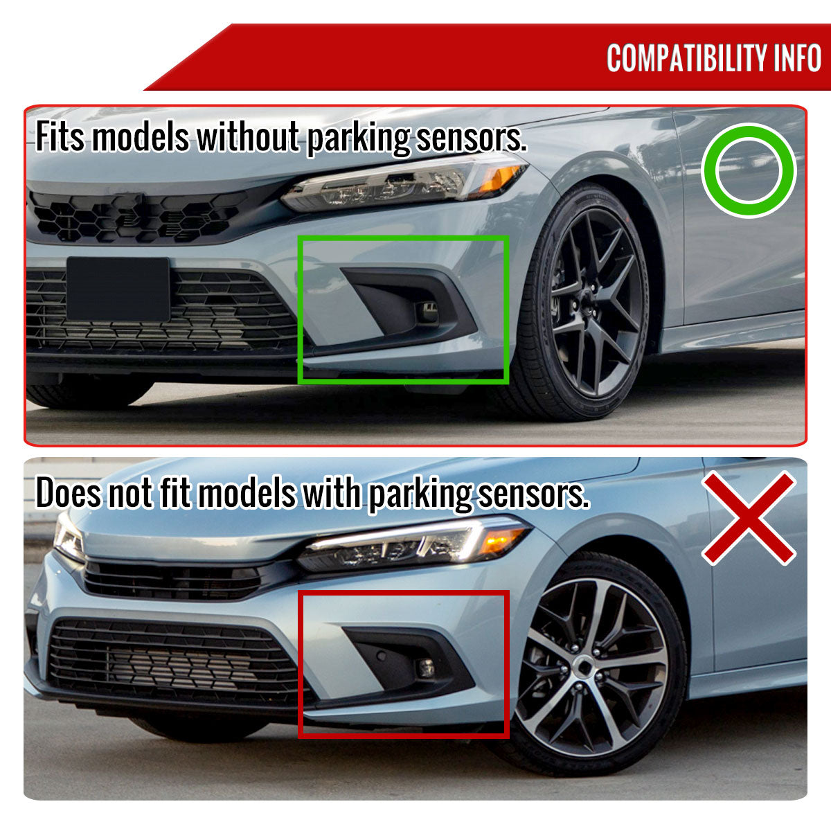 2022-2023 Honda Civic Sedan/Hatchback H8 Bumper Fog Lights Kit (Chrome Housing/Clear Lens)