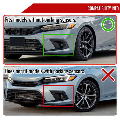 2022-2023 Honda Civic Sedan/Hatchback H8 Bumper Fog Lights Kit (Chrome Housing/Clear Lens)