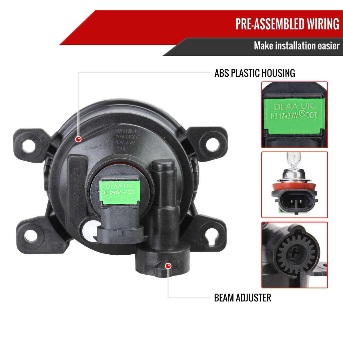 2022-2023 Honda Civic Sedan/Hatchback H8 Bumper Fog Lights Kit (Chrome Housing/Clear Lens)