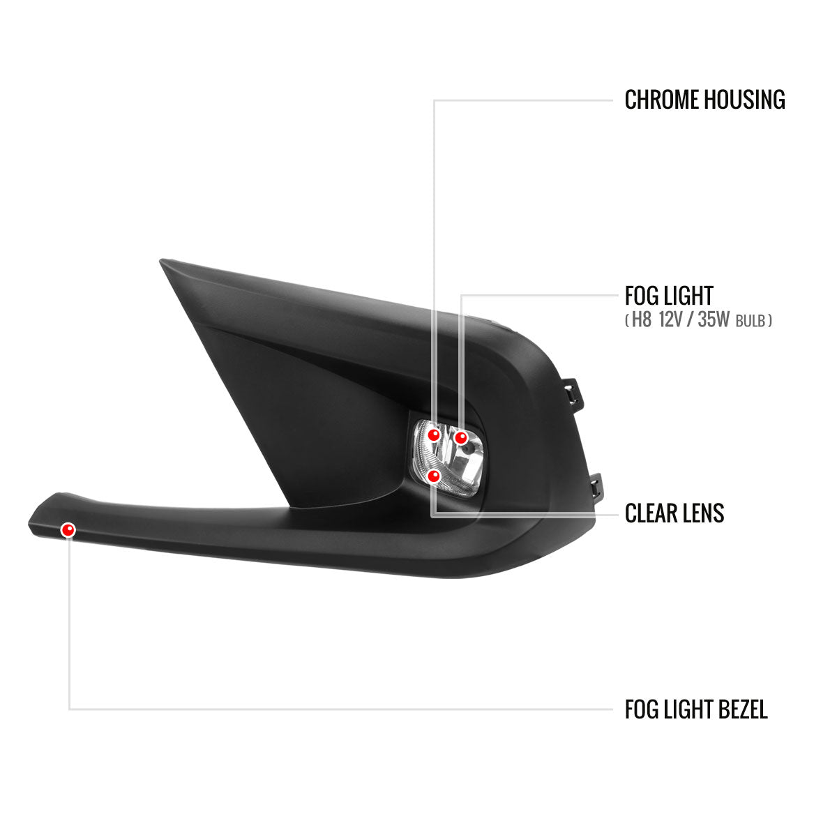 2022-2023 Honda Civic Sedan/Hatchback H8 Bumper Fog Lights Kit (Chrome Housing/Clear Lens)