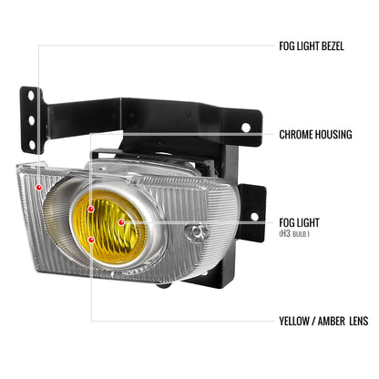 1992-1995 Honda Civic Sedan H3 Fog Lights Kit (Chrome Housing/Yellow Lens)