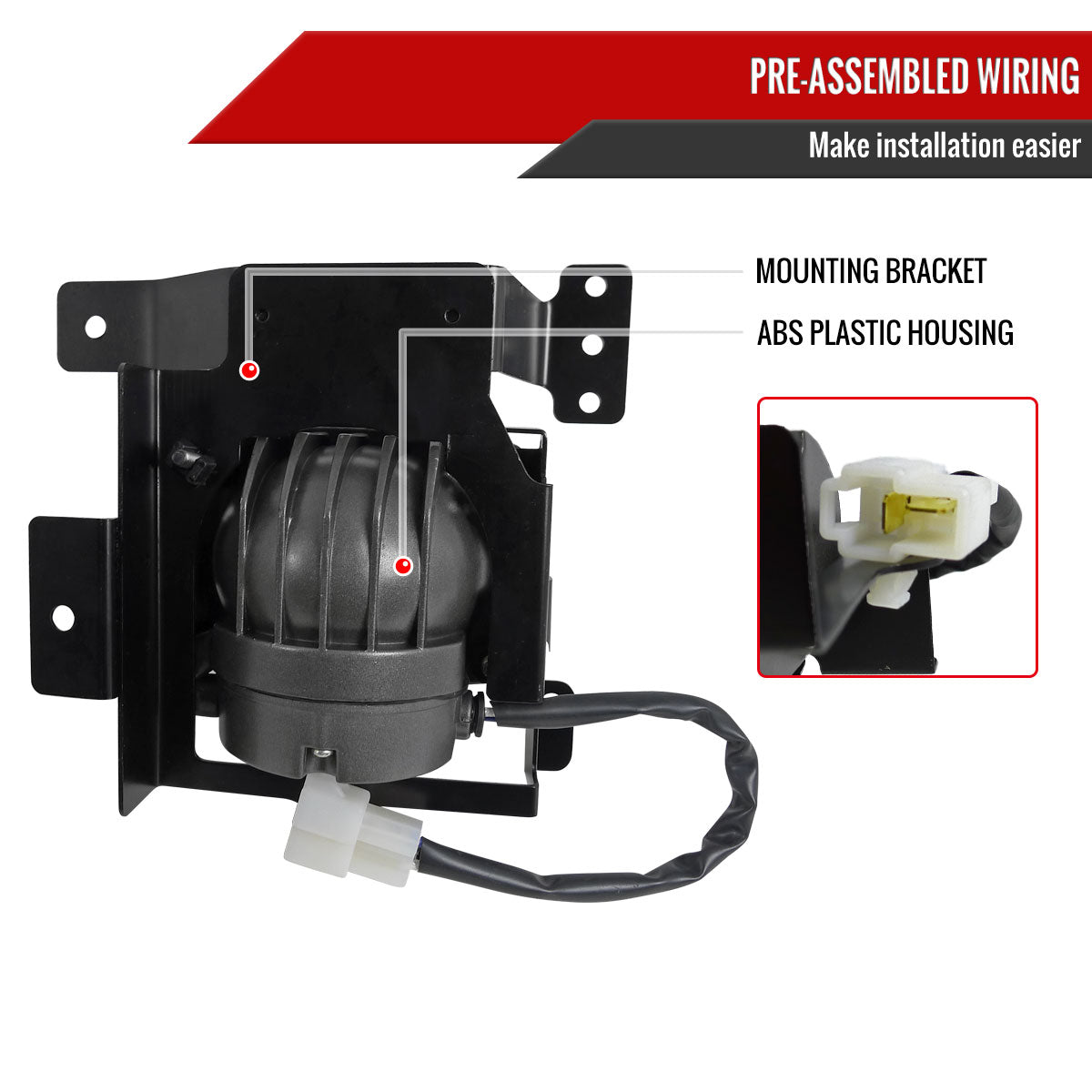 1992-1995 Honda Civic Sedan H3 Fog Lights Kit w/ Switch & Wiring Harness (Chrome Housing/Clear Lens)