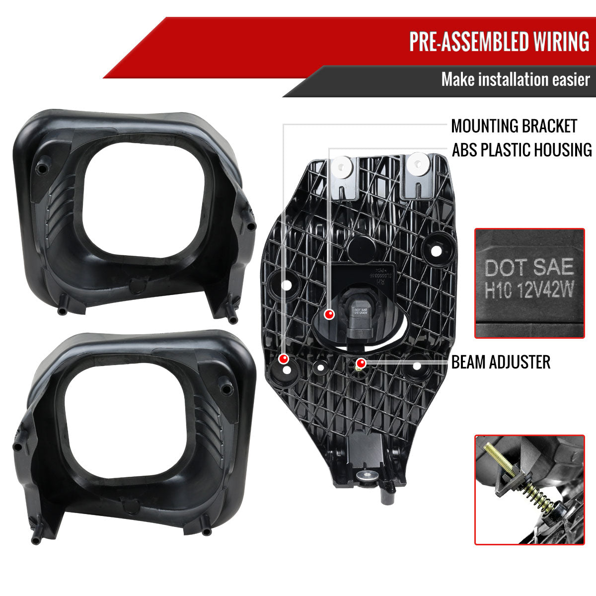 2011-2016 Ford F-250/F-350/F-450/F-550 12V/42W H10 Fog Lights Kit (Chrome Housing/Clear Lens)