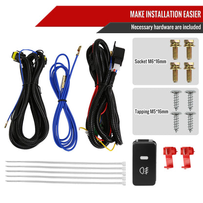 2005-2019 Nissan Frontier H11 Fog Lights Kit w/ Switch & Wiring Harness (Chrome Housing/Clear Lens)