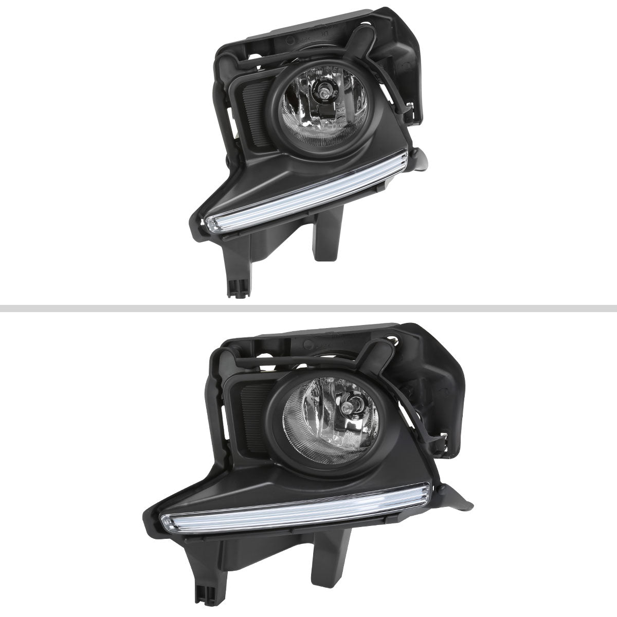 2014-2016 Toyota Highlander H16 Fog Lights Kit w/ LED Light Strip (Chrome Housing/Clear Lens)