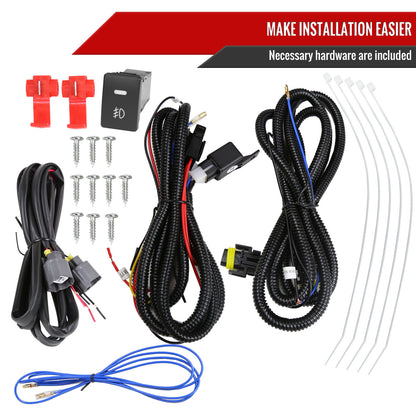 2014-2016 Toyota Highlander H16 Fog Lights Kit w/ LED Light Strip (Chrome Housing/Clear Lens)